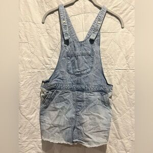 Zara Denim Overall Shorts Girls Sz 13/14 Boho Jean Playsuit Frayed